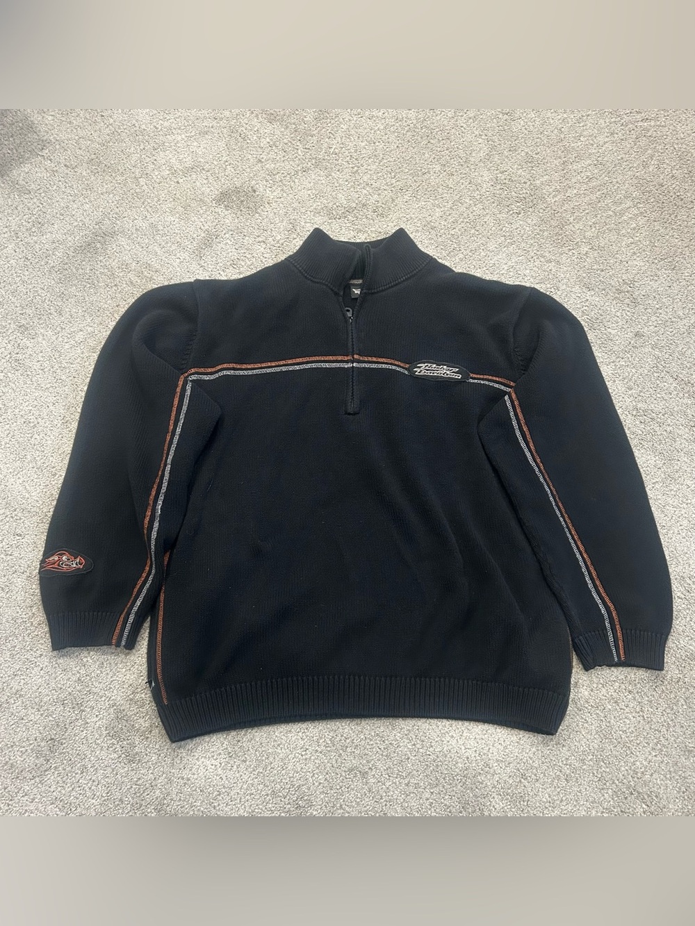 Harley-Davidson black quarter-zip knit sweater